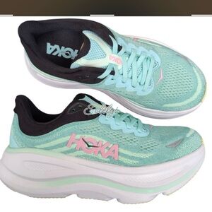 Hoka Women's Mint Green and Pink Athletic Running Shoes
